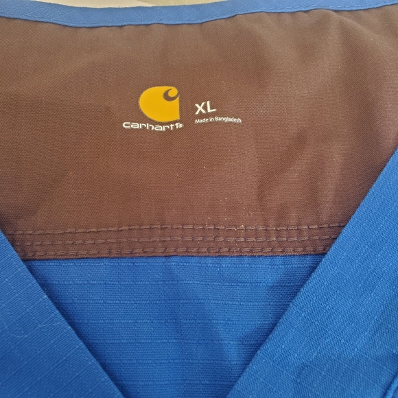 Carhartt size XL NWT Men's bright blue v-neck, S/sl 1 pocket scrubs - Picture 5 of 8